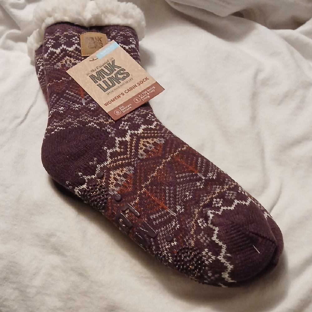 Muk Luks Purple Patterned Women's Socks